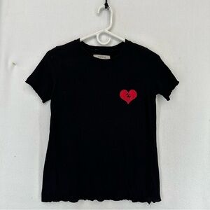 Adam Levine Broken Heart Embroidered T Shirt Women’s Medium Black